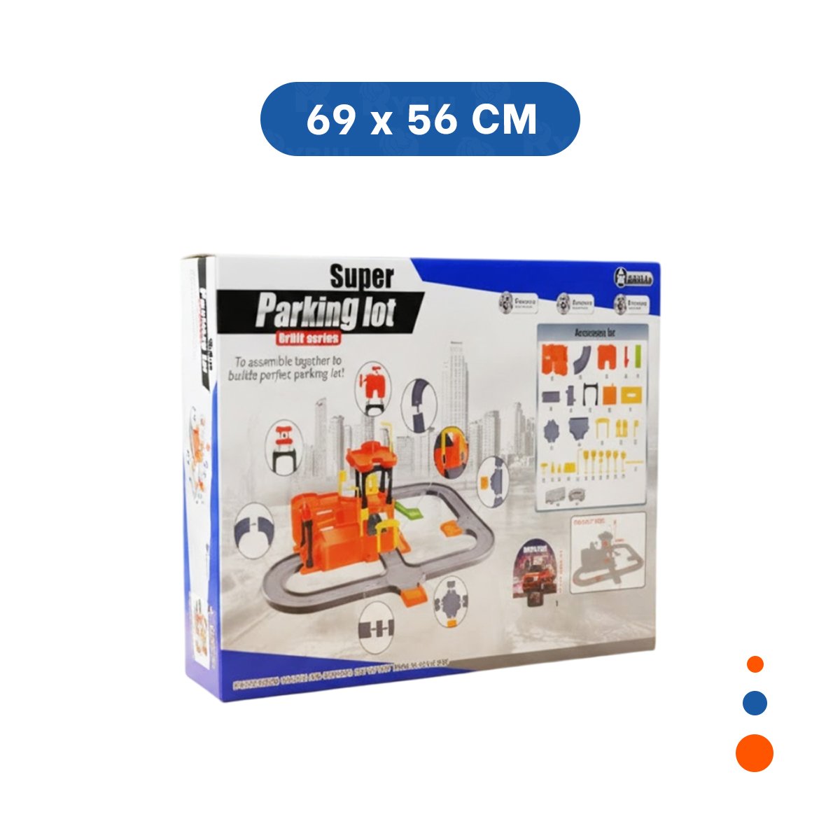 PACK2 SET DE JUEGO INFANTIL CON ESTACIONAMIENTO PARA CARRITOS 69X56CM NARANJA PLOMO - 4