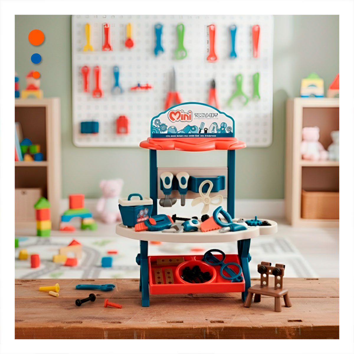 KIT DIDACTICO DE HERRAMIENTAS 48 PZS AZUL Y NARANJA PARA CASA YSTICKY - 3
