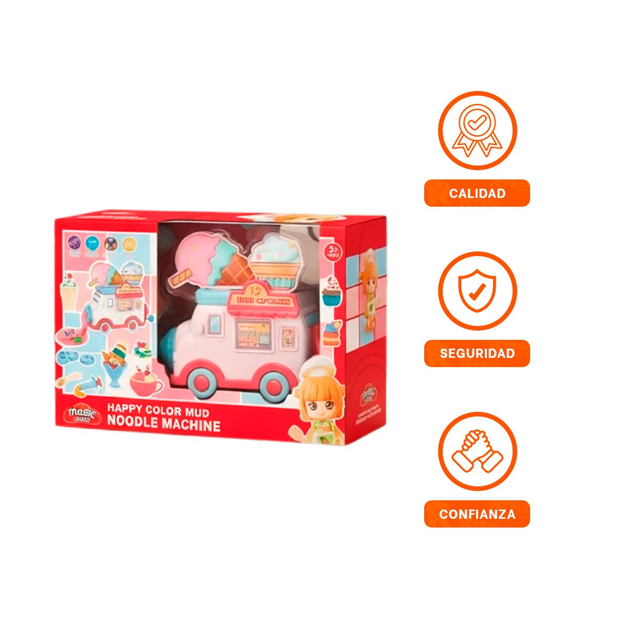 PACK6 MODELO DE HELADO INFANTIL BLANCO Y ROSADO MAGIC CON DISENO DULCE YREGALO STICKER - 2