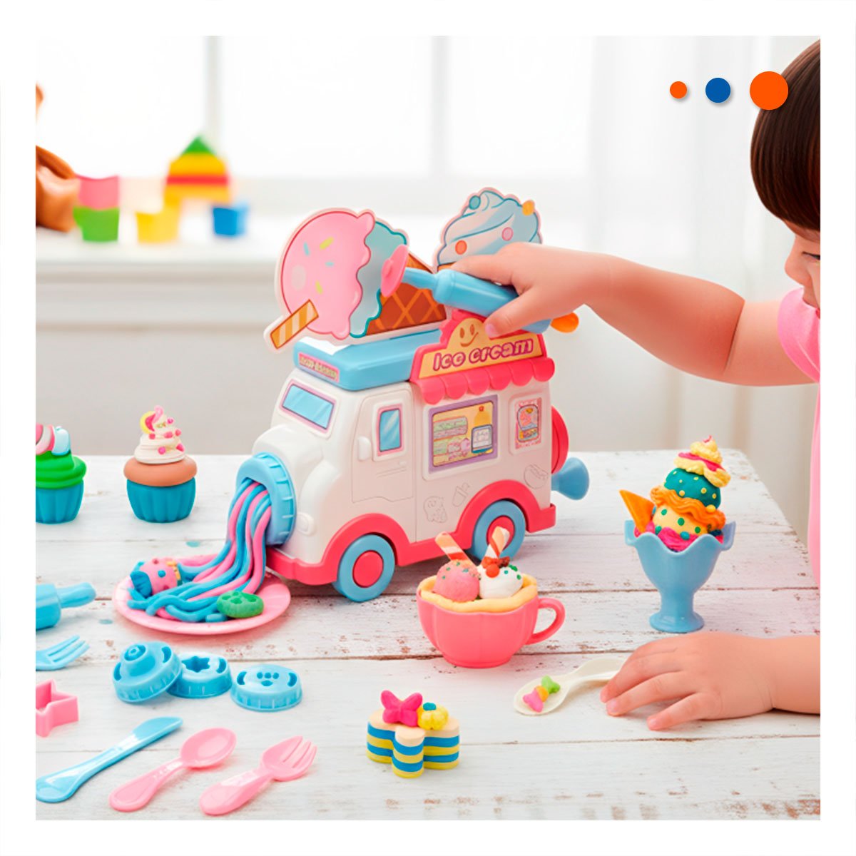 PACK6 MODELO DE HELADO INFANTIL BLANCO Y ROSADO MAGIC CON DISENO DULCE YREGALO STICKER - 5