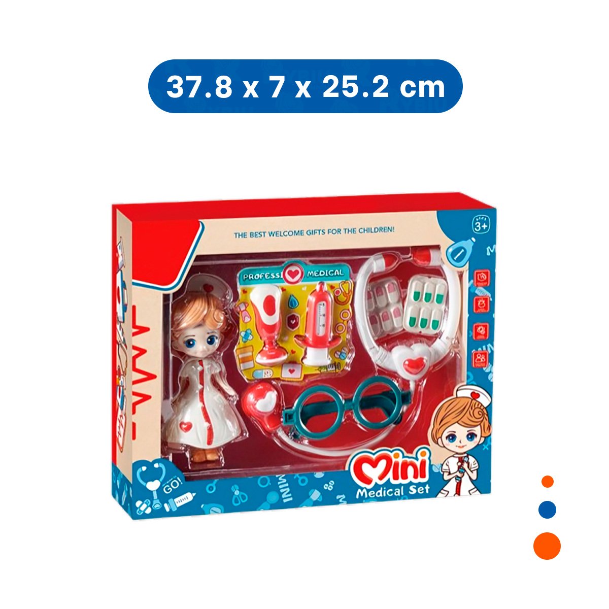 PACK4 MALETIN INFANTIL DE DOCTORA 7 PZS CON MUNEQUITA ROJA EDUCATIVO YPAPEL REGALO - 4