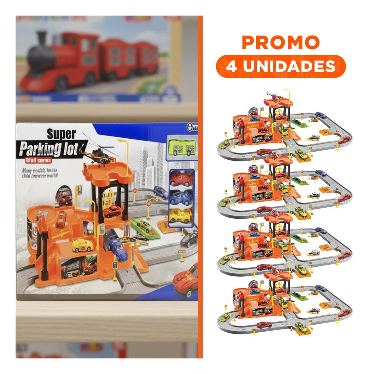 PACK4 CENTRO DE ACTIVIDADES CON CARRITOS INFANTIL 69X56CM NARANJA PLOMO YREGALO STICKER - 1