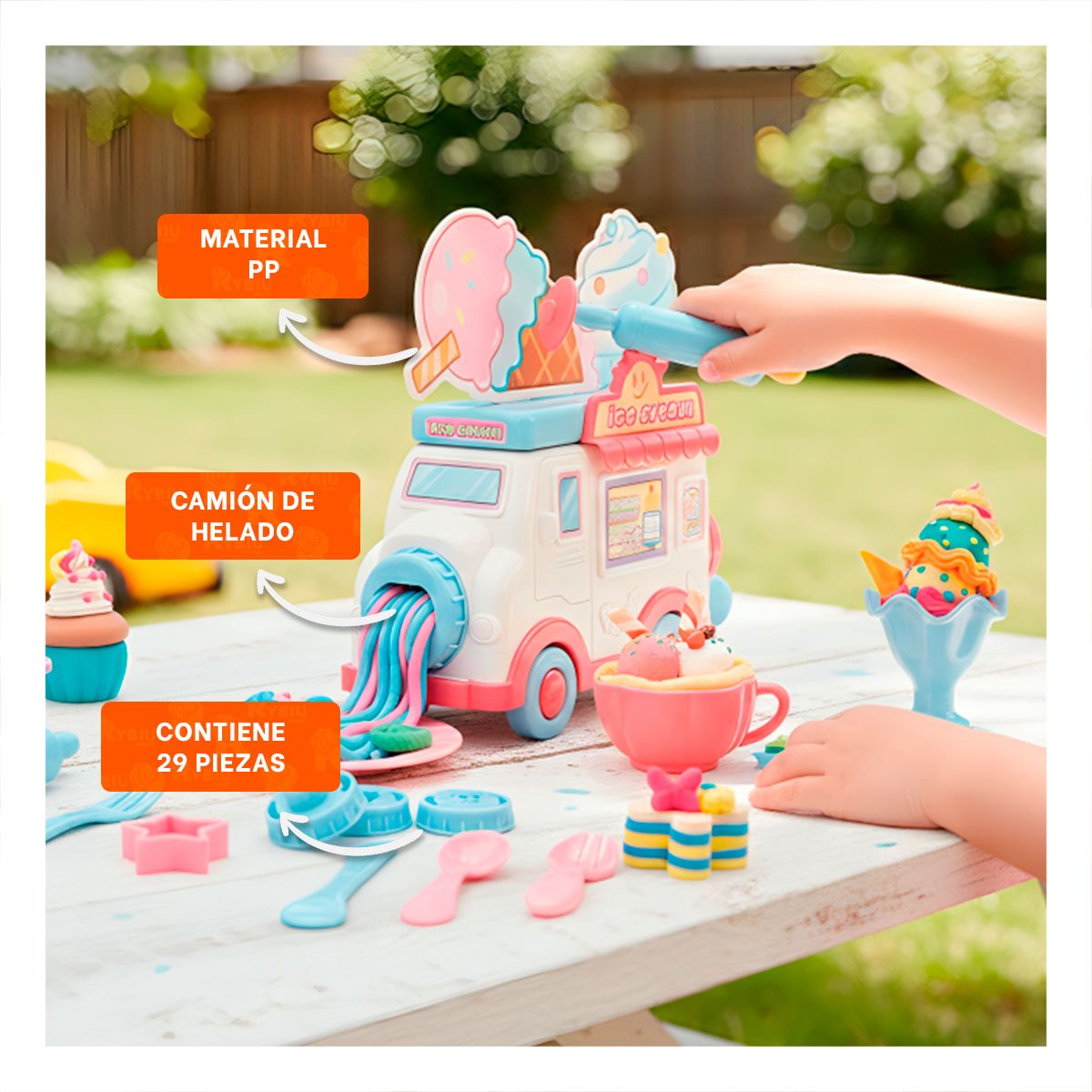 PACK6 MODELO DE HELADO INFANTIL BLANCO Y ROSADO MAGIC PARA JUEGO INFANTIL YPAPEL REGALO - 2