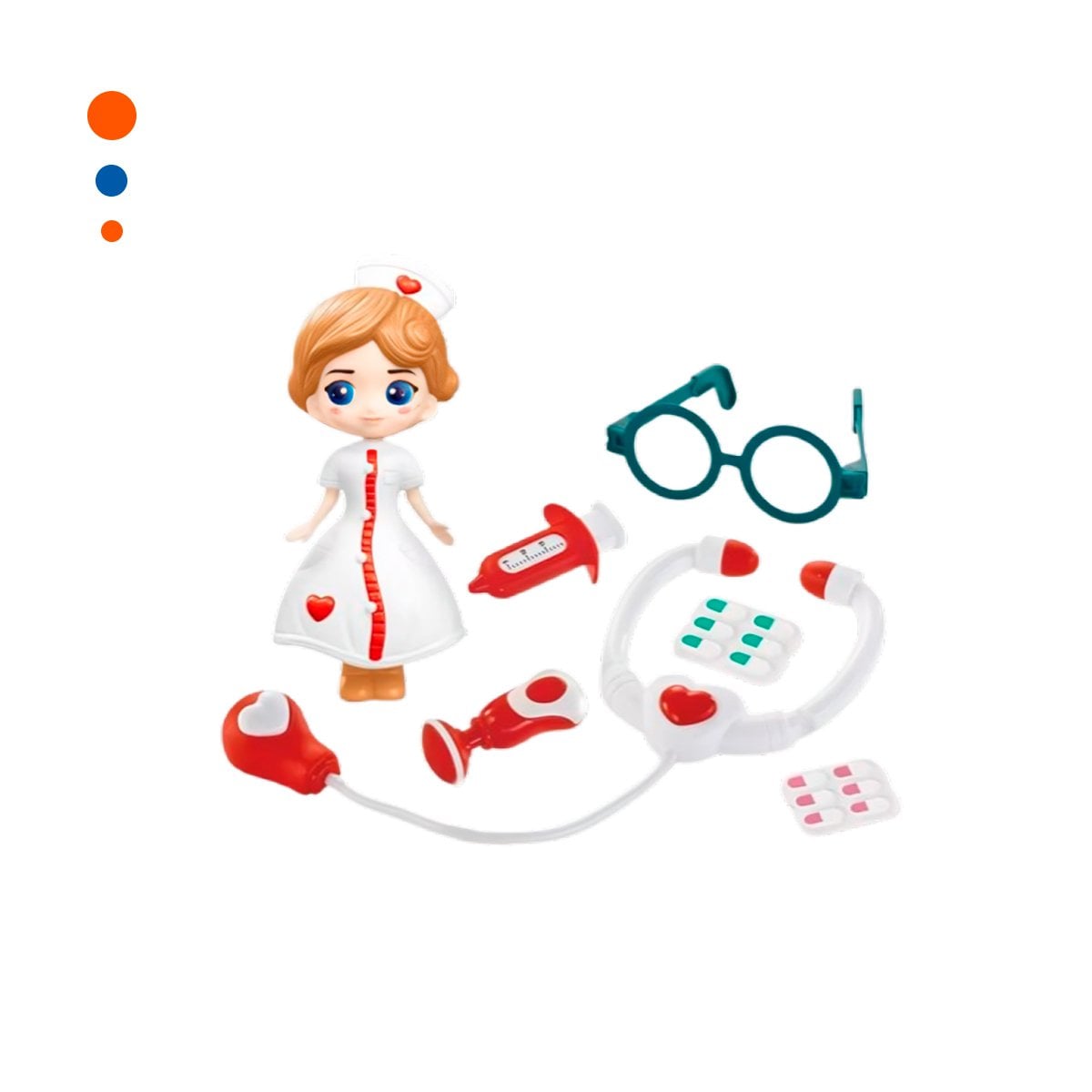 PACK2 MALETIN MEDICO INFANTIL 7 PZS CON MUNEQUITA ROJA PARA ROL MEDICO YREGALO STICKER - 2