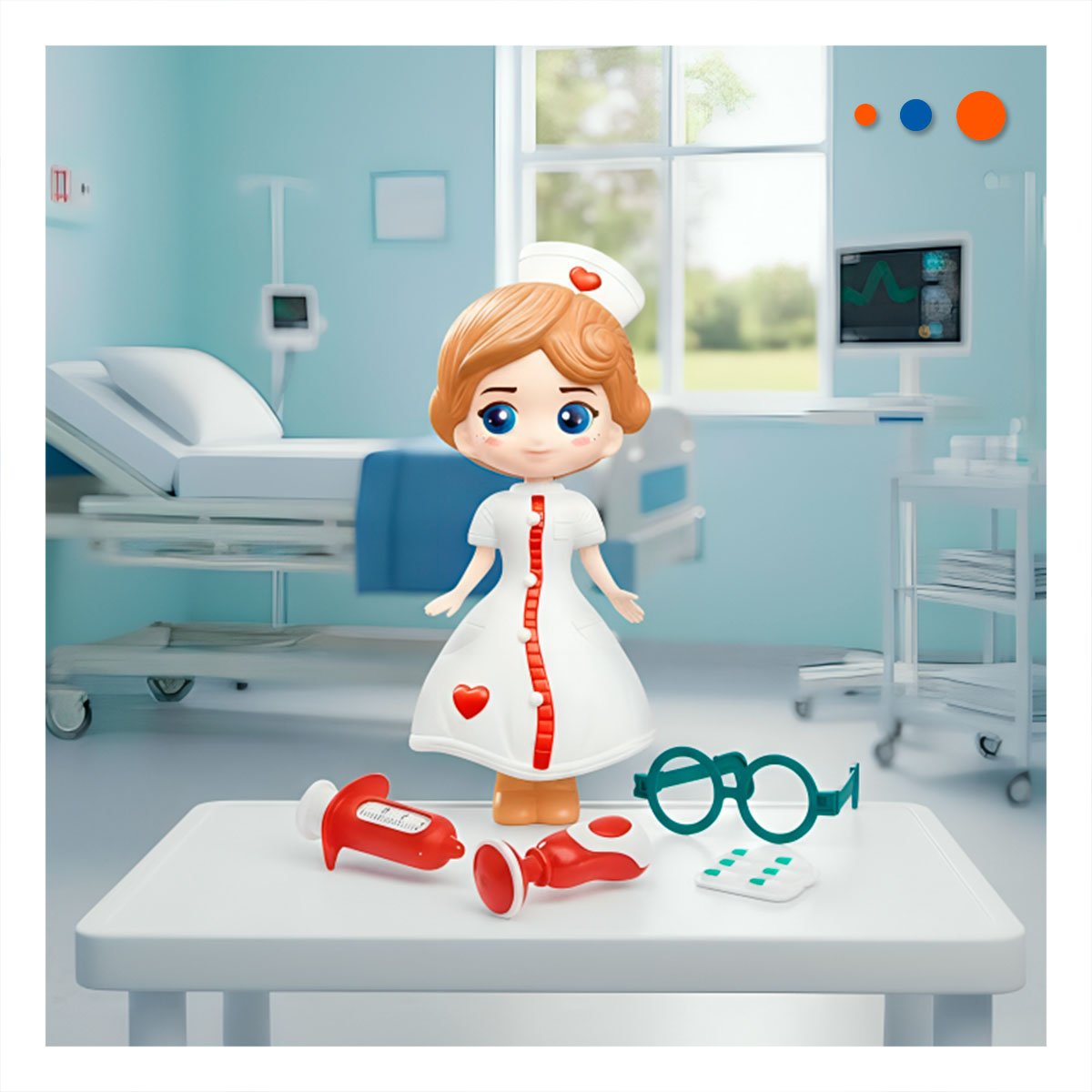 PACK2 MALETIN MEDICO INFANTIL 7 PZS CON MUNEQUITA ROJA PARA ROL MEDICO YREGALO STICKER - 3