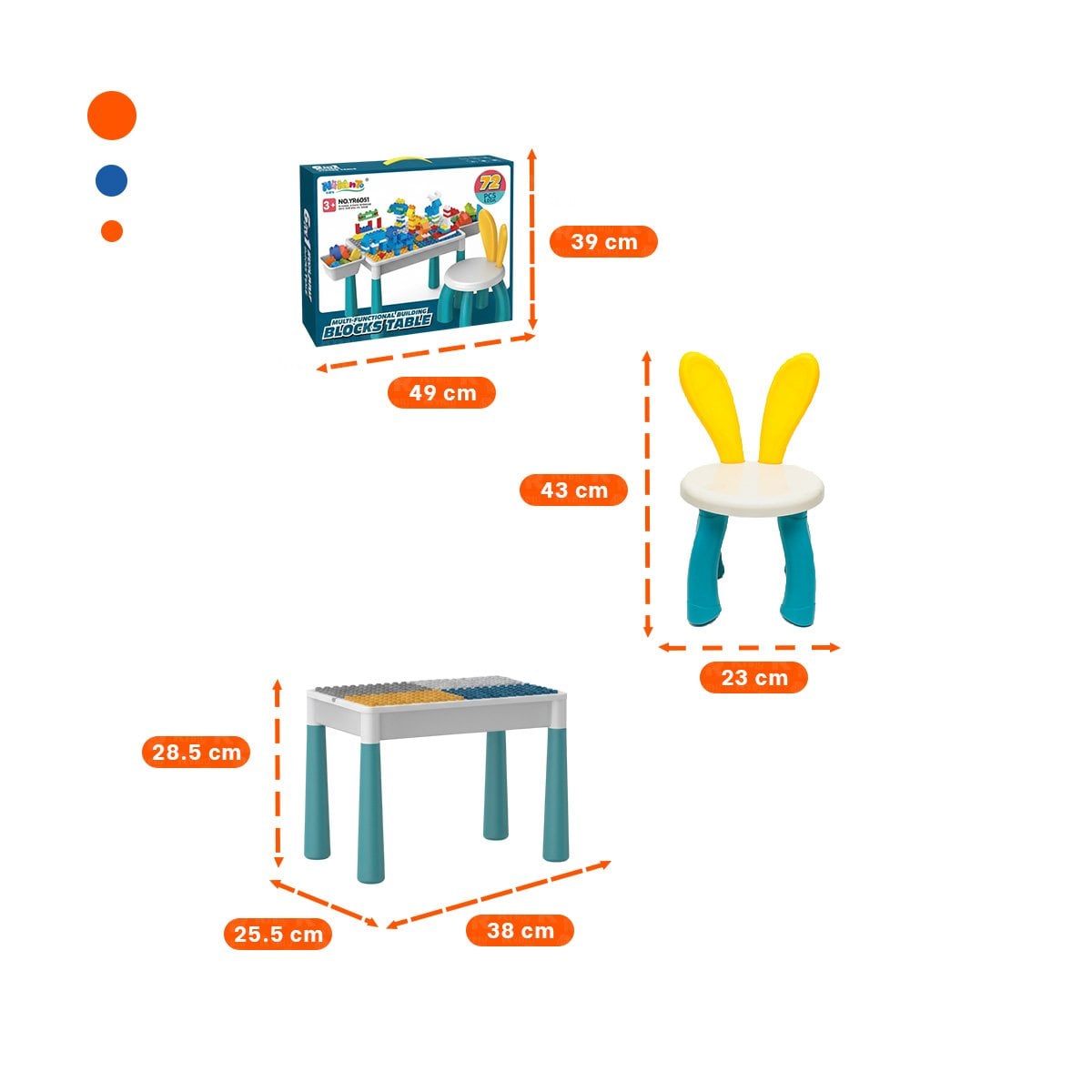 ESTACION MULTICOLOR PARA NINOS CON BLOQUES DE CONSTRUCCION Y SILLA - 4