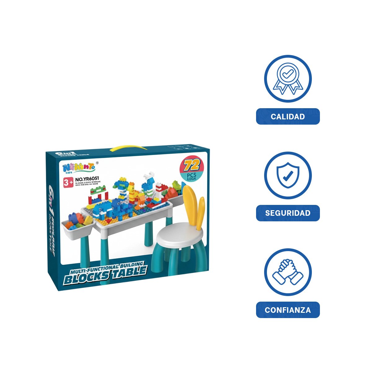 CENTRO MULTICOLOR PARA NINOS CON BLOQUES DE CONSTRUCCION Y SILLA YLIGAS REGALO - 3