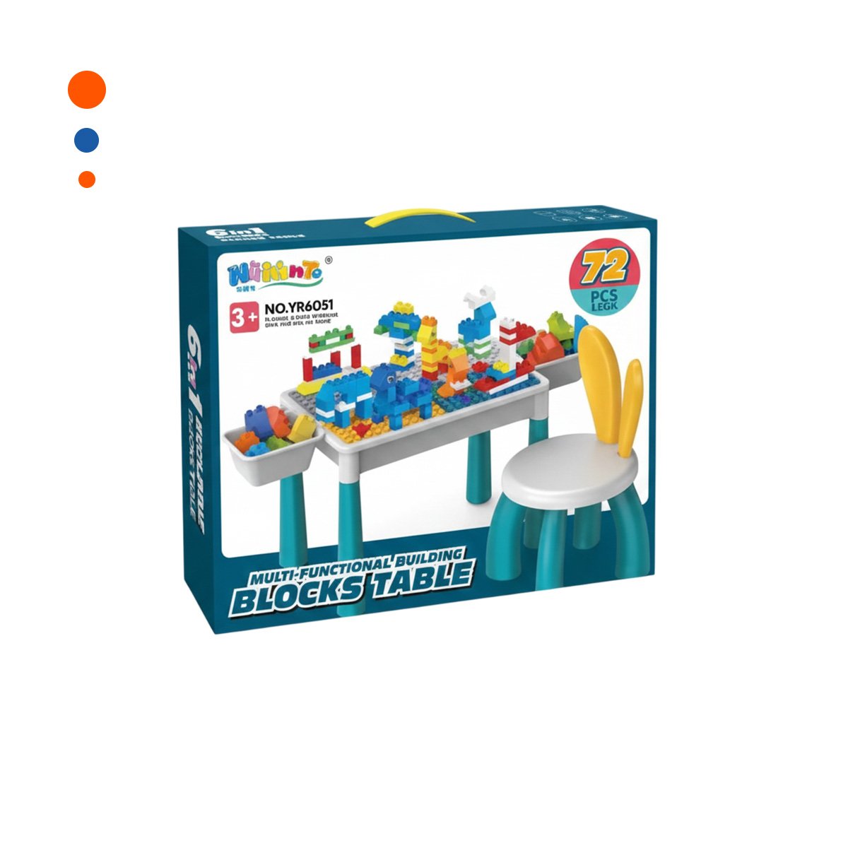 CENTRO INFANTIL DE JUEGO CON BLOQUES DE CONSTRUCCION Y SILLA MULTICOLOR YPAPEL REGALO - 1