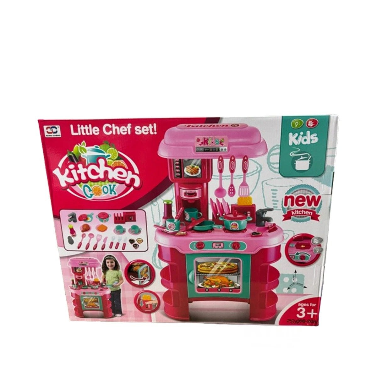 CENTRO INFANTIL DE COCINA CON HORNO MICROONDAS OLLAS Y UTENSILIOS YREGALO STICKER - 3