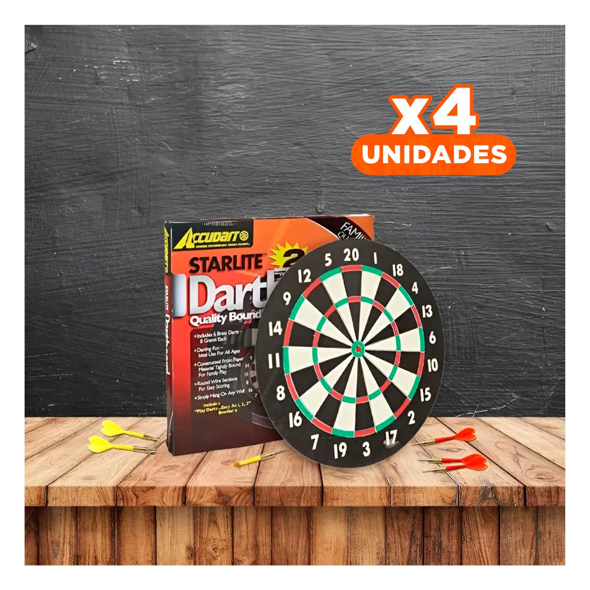 PACK4 DARDO DE MADERA CIRCULAR CON PUAS PARA PRACTICA RECREATIVA - 1