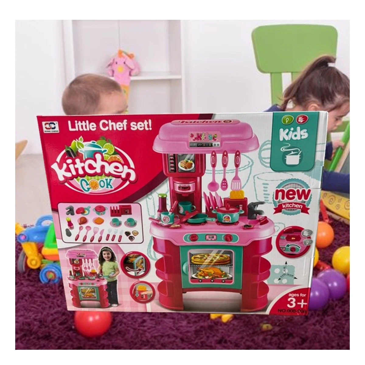 PACK2 COCINA DE FANTASIA GRANDE CON HORNO MICROONDAS OLLAS Y UTENSILIOS - 3