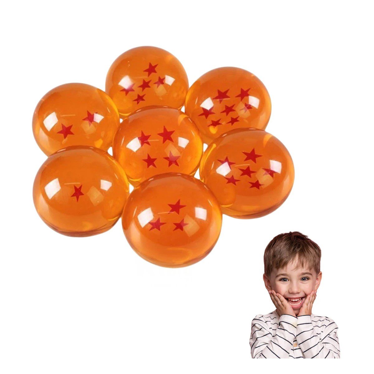 PACK4 ACCESORIO DECORATIVO DE 7 ESFERAS CON ESTRELLAS EN NARANJA YPAPEL REGALO - 3