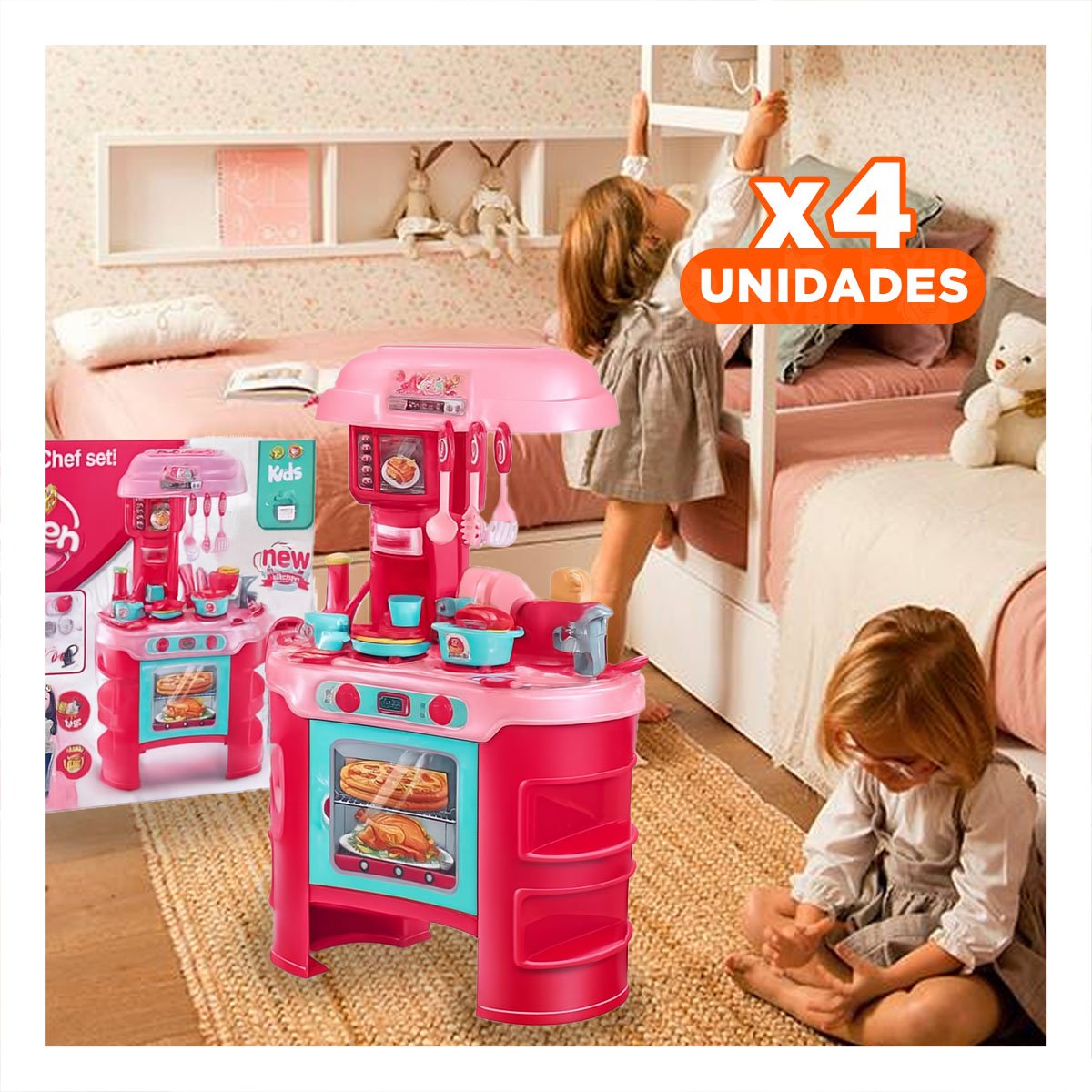 PACK4 MODULO DE FANTASIA COCINA CON HORNO MICROONDAS OLLAS Y UTENSILIOS - 1