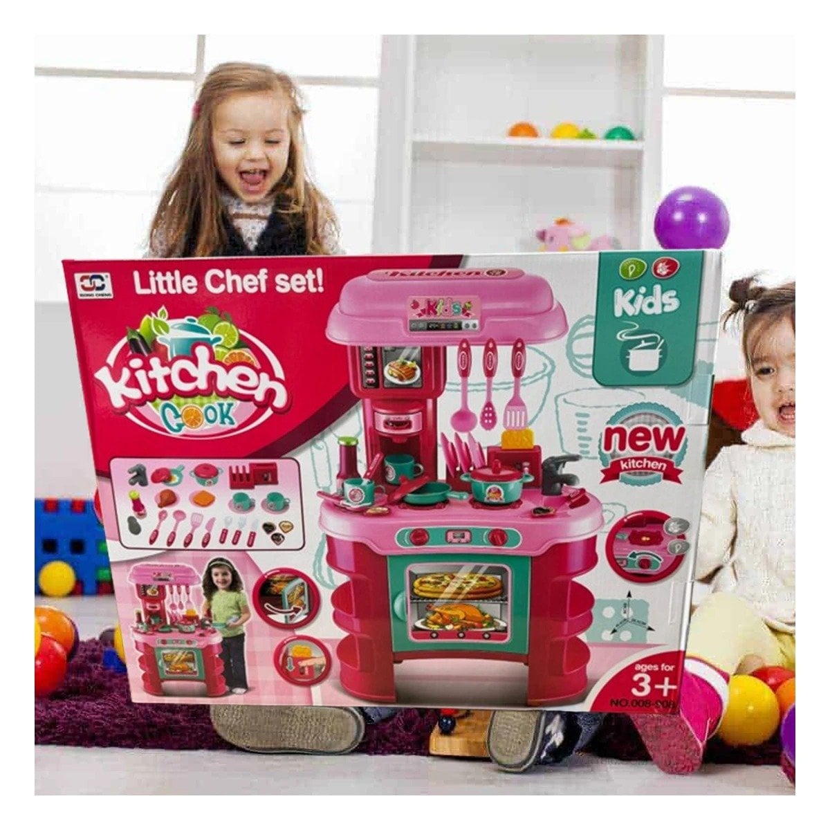 PACK4 MODULO DE FANTASIA COCINA CON HORNO MICROONDAS OLLAS Y UTENSILIOS - 3