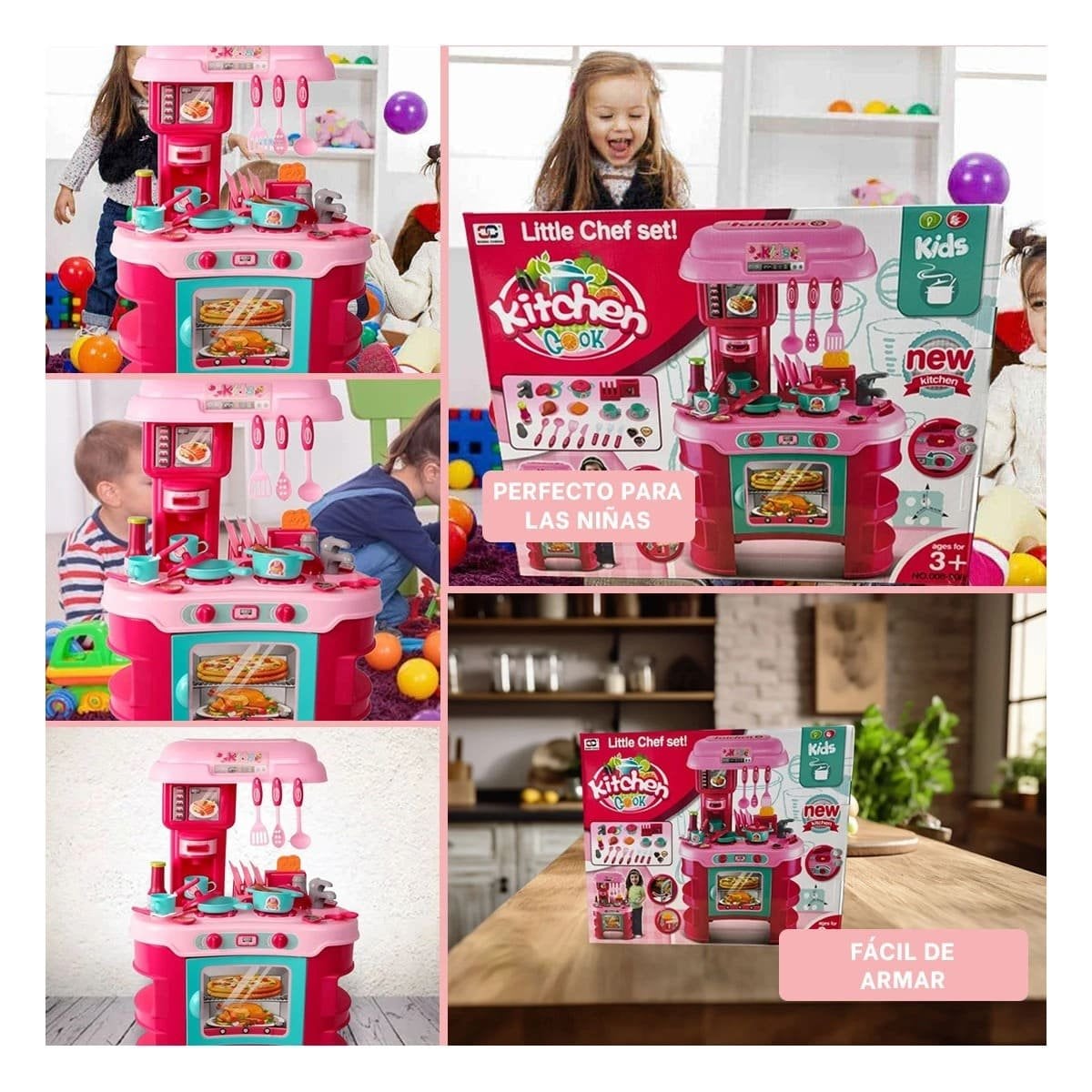 SET INFANTIL DE COCINA CON HORNO MICROONDAS OLLAS Y UTENSILIOS YSTICKY - 1