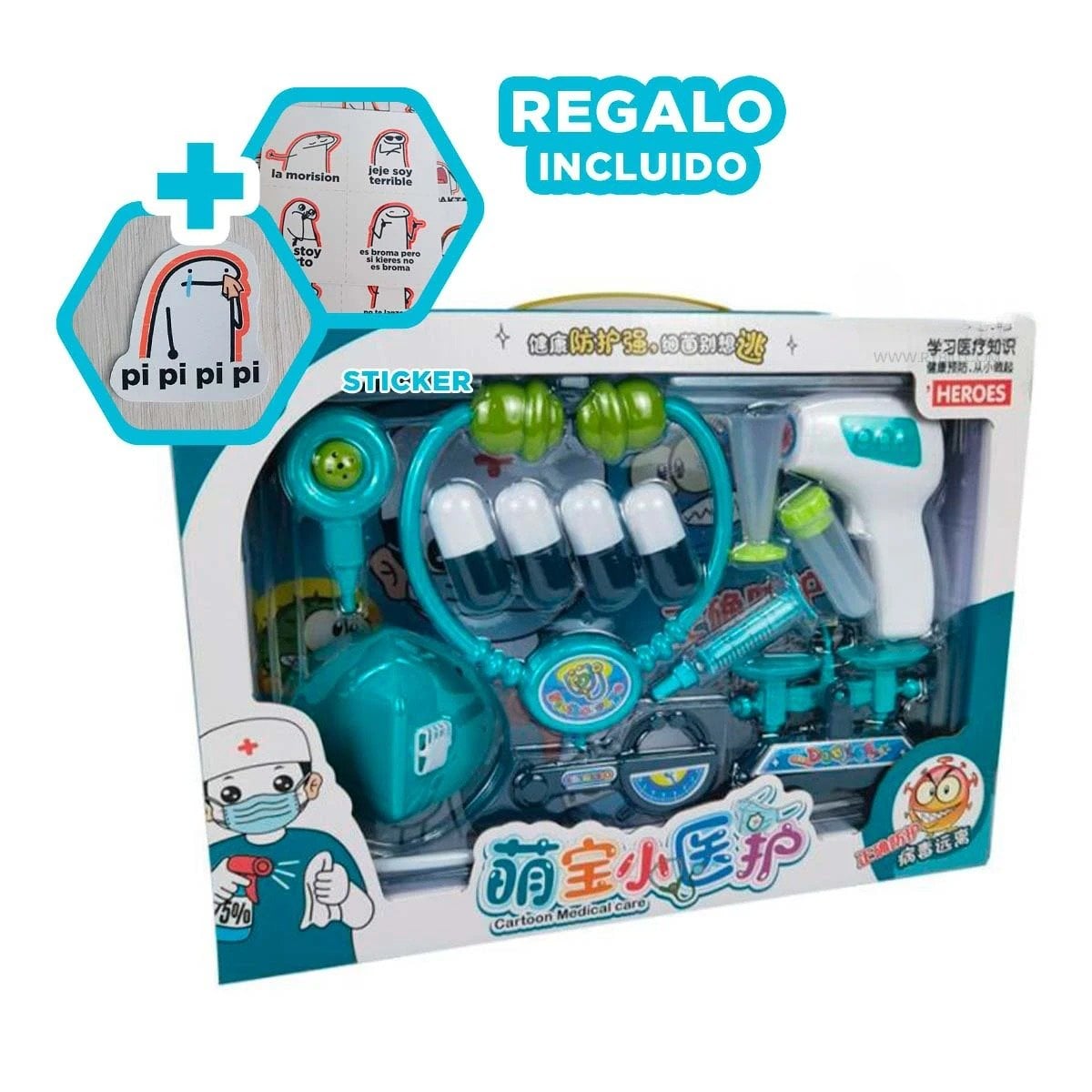 JUEGO DE DOCTOR CON ACCESORIOS MEDICOS PARA JUEGO DE ROL INFANTIL EN CASA YREGALO STICKER - 1