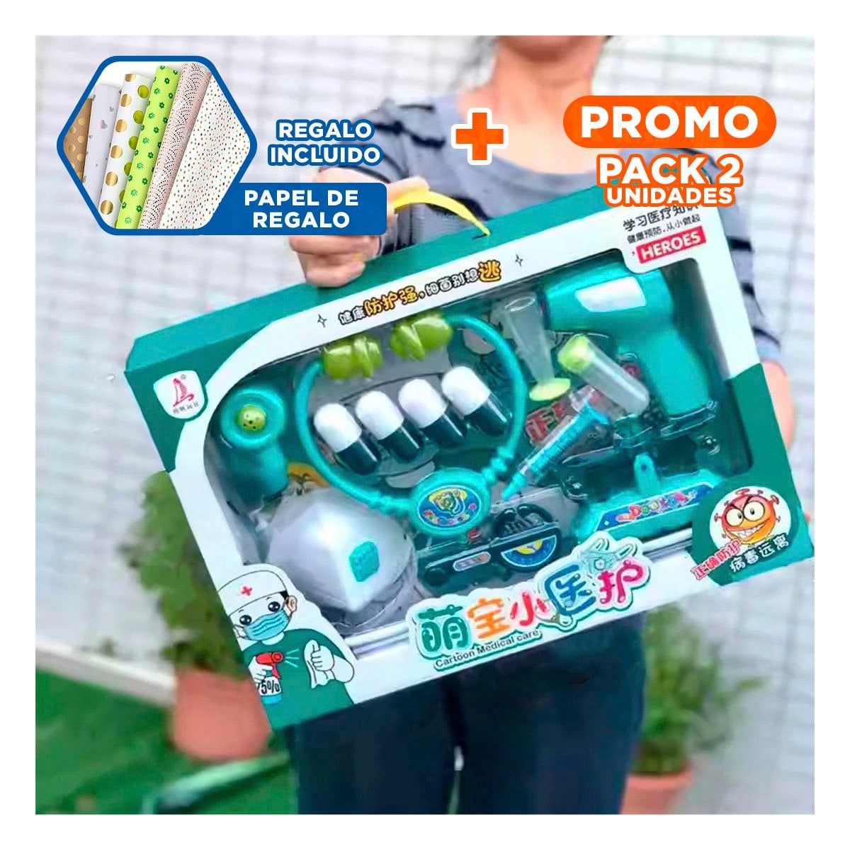 PACK2 MALETIN DE DOCTOR CON ACCESORIOS MEDICOS PARA JUEGO DIDACTICO EN HOGAR YPAPEL REGALO - 1