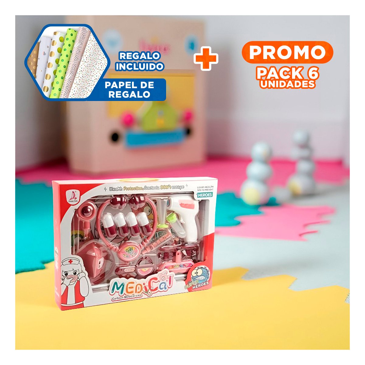 PACK6 EQUIPO DE DOCTOR PARA JUEGO MEDICO EN CASA YPAPEL REGALO - 1
