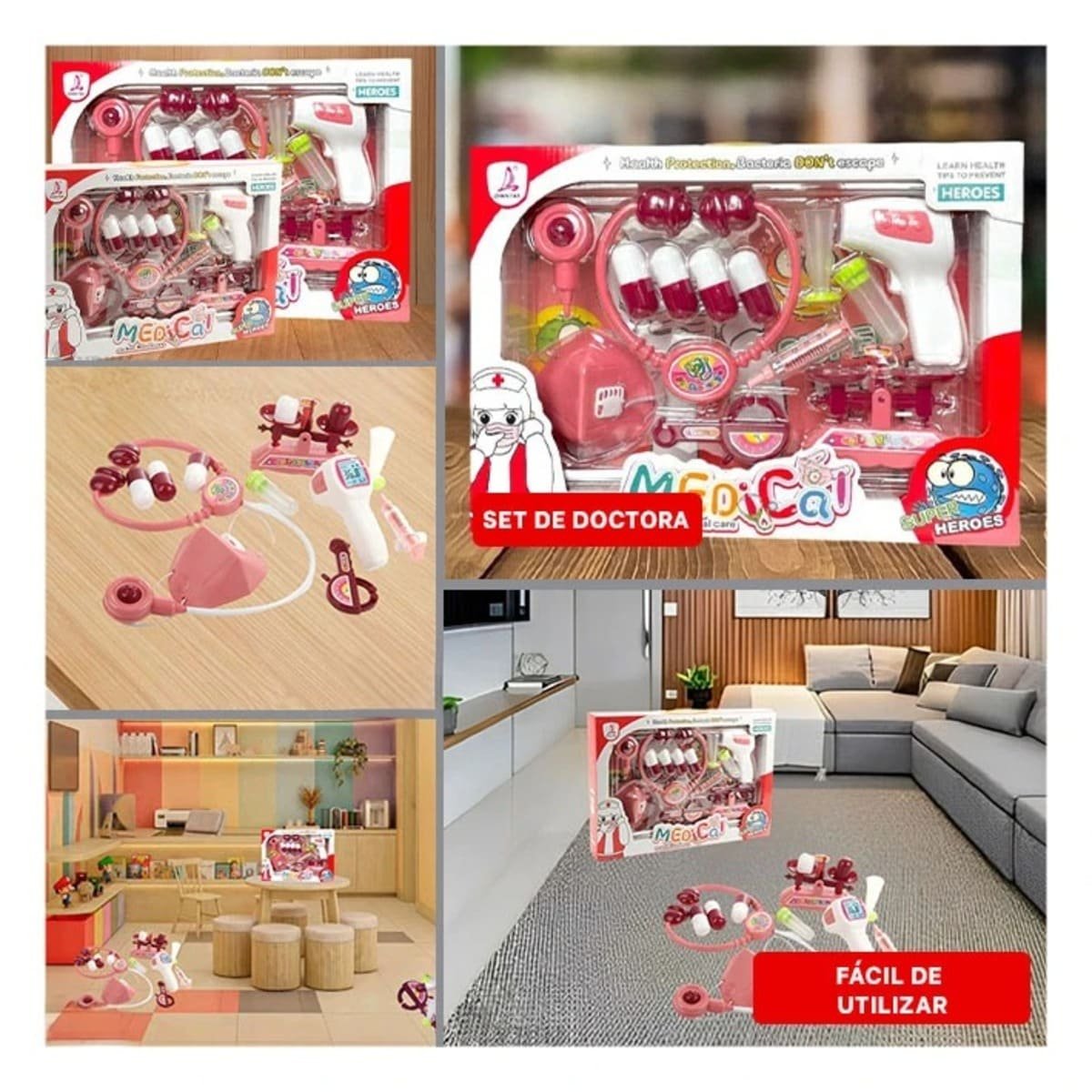 PACK6 EQUIPO DE DOCTOR PARA JUEGO MEDICO EN CASA YPAPEL REGALO - 3