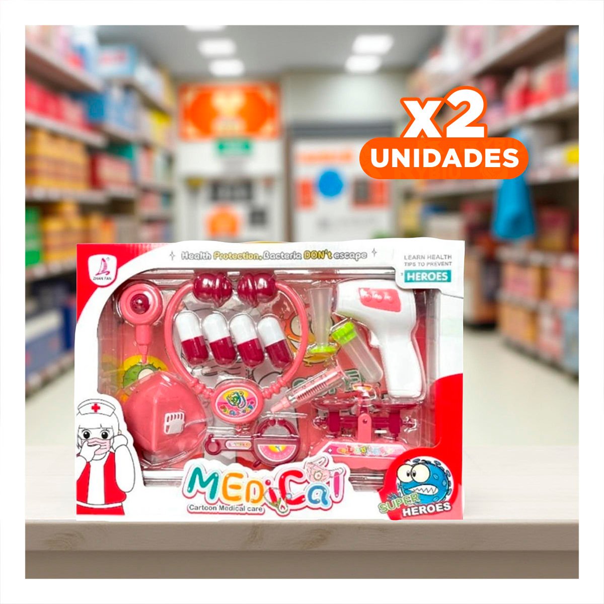 PACK2 EQUIPO DE JUEGO MEDICO PARA DIVERSION INFANTIL YREGALO STICKER - 1
