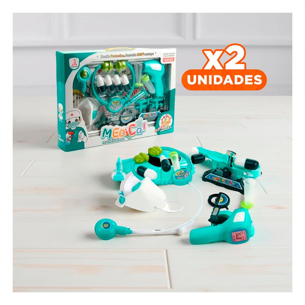 PACK2 EQUIPO DE DOCTOR CON ACCESORIOS MEDICOS PARA JUEGO DIDACTICO EN HOGAR YREGALO STICKER - 1