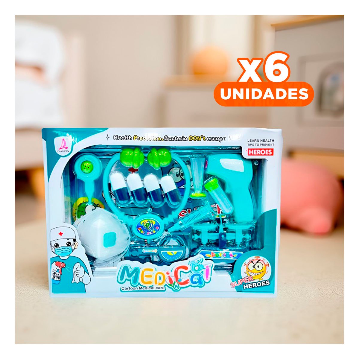 PACK6 SET DE DOCTOR CON ACCESORIOS MEDICOS PARA JUEGO DE SIMULACION EN CASA YREGALO STICKER - 1