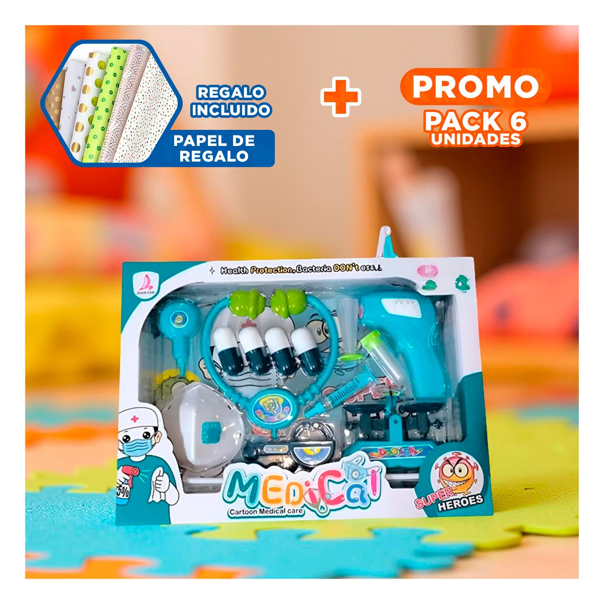PACK6 EQUIPO DE DOCTOR CON ACCESORIOS MEDICOS PARA JUEGO INFANTIL EN CASA YPAPEL REGALO - 1