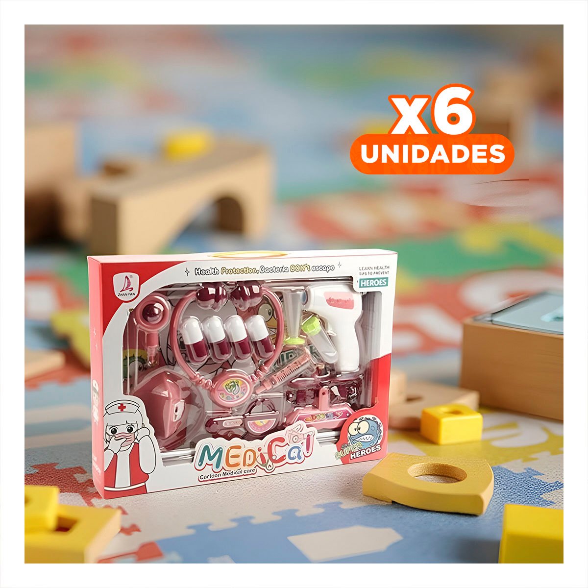 PACK6 SET MEDICO EDUCATIVO PARA JUEGO INFANTIL EN CASA YREGALO STICKER - 1