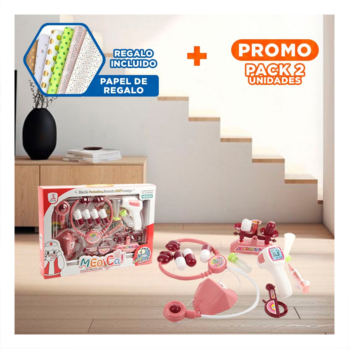 PACK2 MALETIN DE JUEGO MEDICO PARA ACTIVIDADES EN CASA YPAPEL REGALO - 1