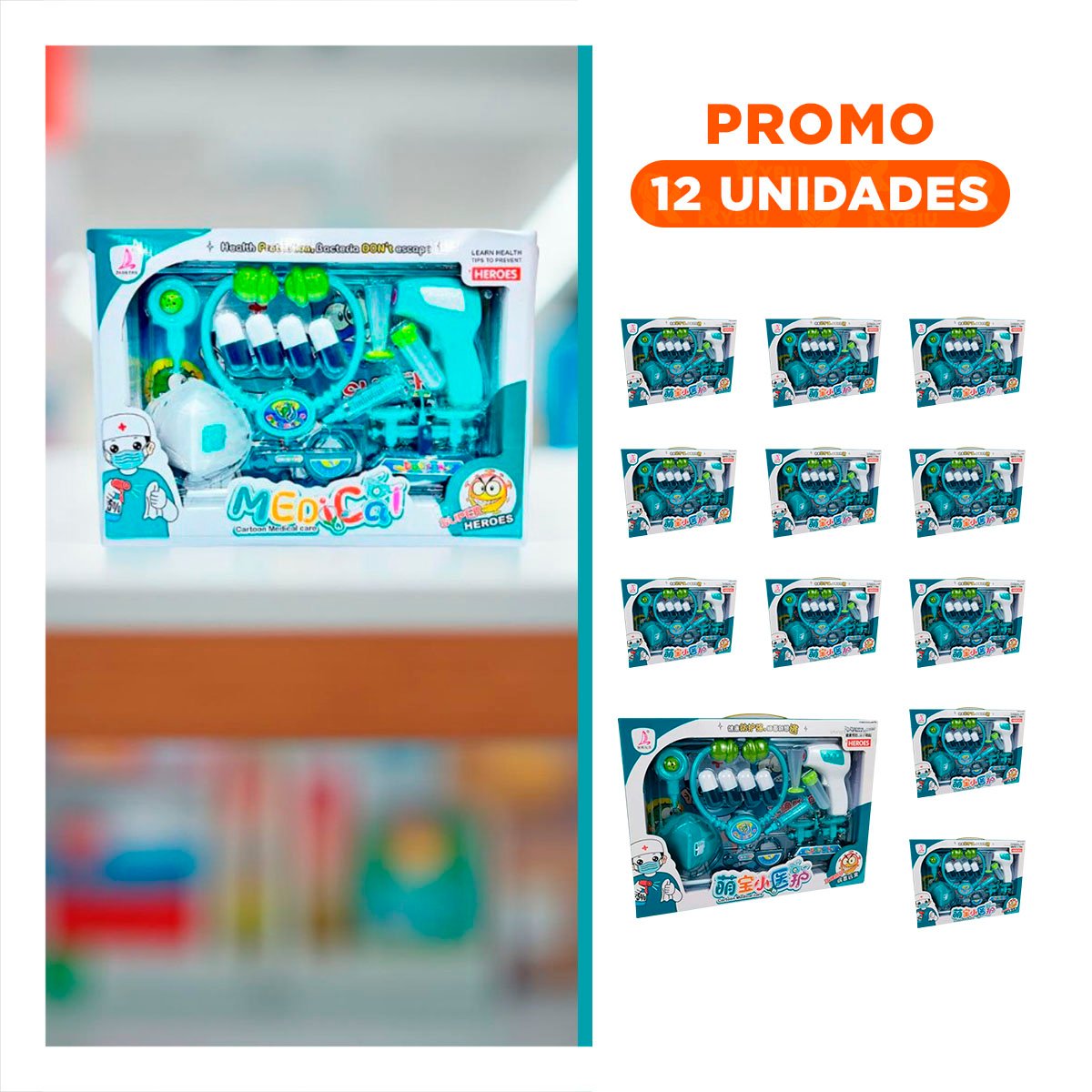 PACK12 MALETIN DE DOCTOR CON ACCESORIOS MEDICOS PARA JUEGO DE SIMULACION YREGALO STICKER - 1