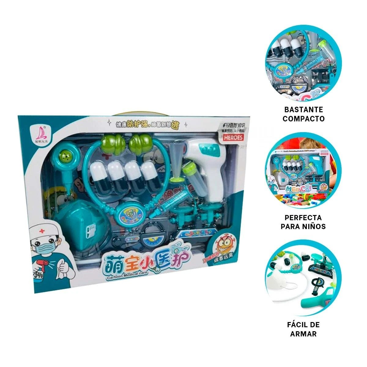 SET DE DOCTOR CON ACCESORIOS MEDICOS PARA JUEGO DE ROL INFANTIL EN CASA - 3