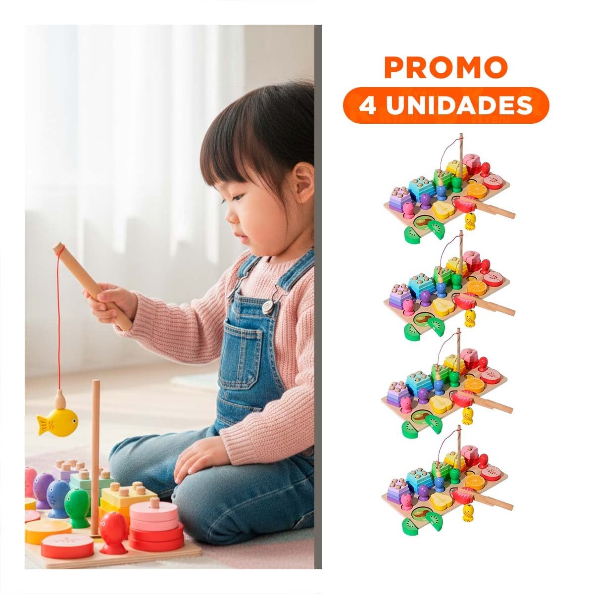 PACK4 ENCASTRE MULTICOLOR CON FIGURAS Y FRUTAS YREGALO STICKER - 1