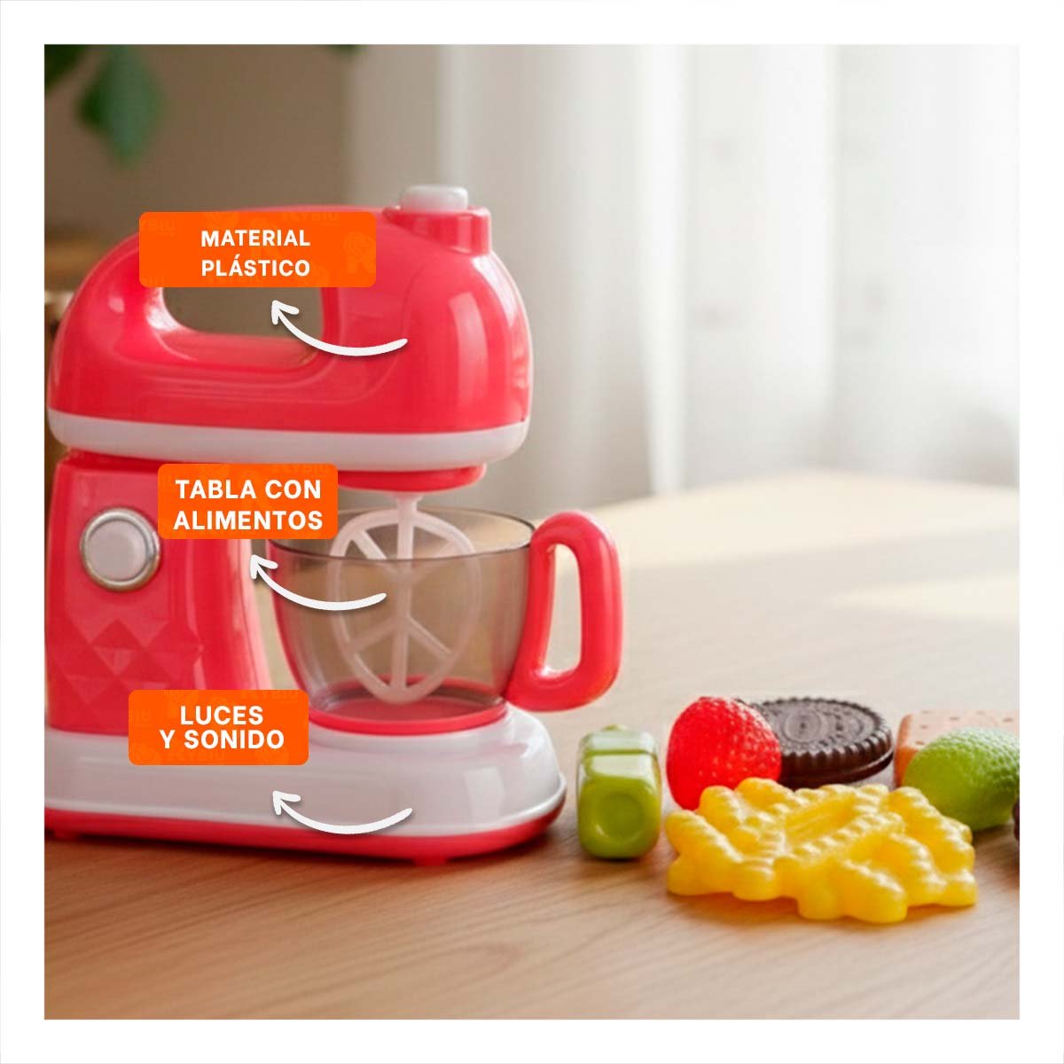 ACCESORIO BATIDORA Y TABLA CON ALIMENTOS PARA JUEGO DE COCINA EN CASA YREGALO STICKER - 5