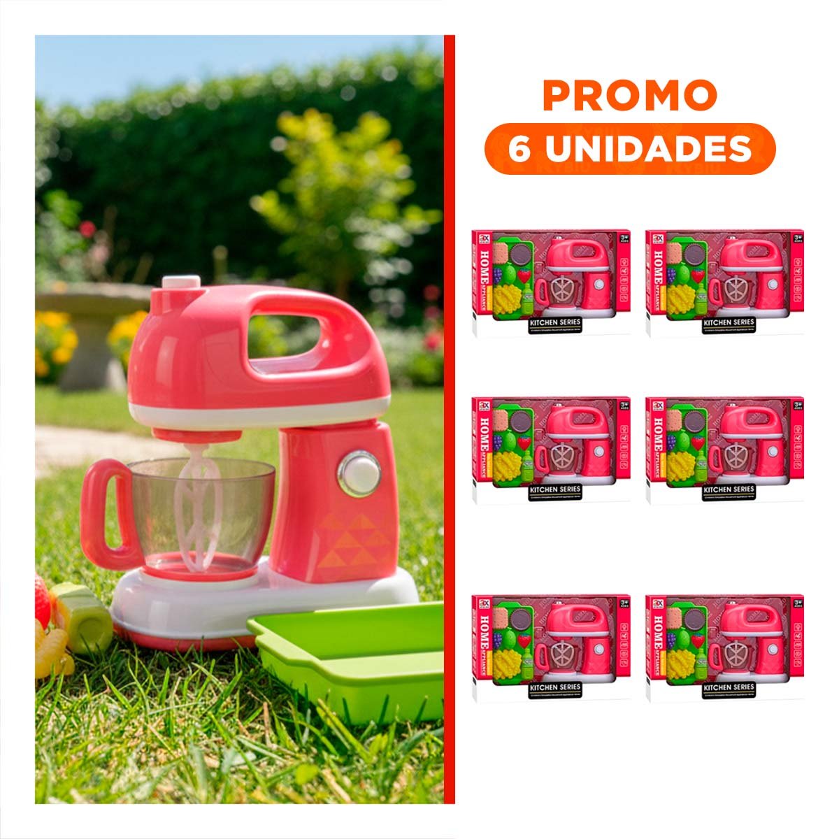 PACK6 SET CREATIVO DE COCINA CON BATIDORA Y TABLA CON ALIMENTOS - 1