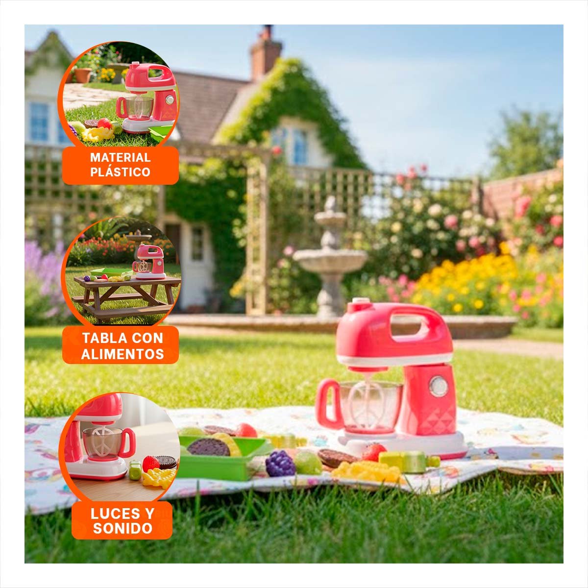 PACK6 SET CREATIVO DE COCINA CON BATIDORA Y TABLA CON ALIMENTOS - 5