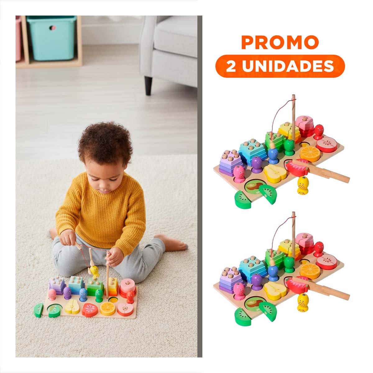 PACK2 CASA MULTICOLOR CON FIGURAS Y FRUTAS - 1