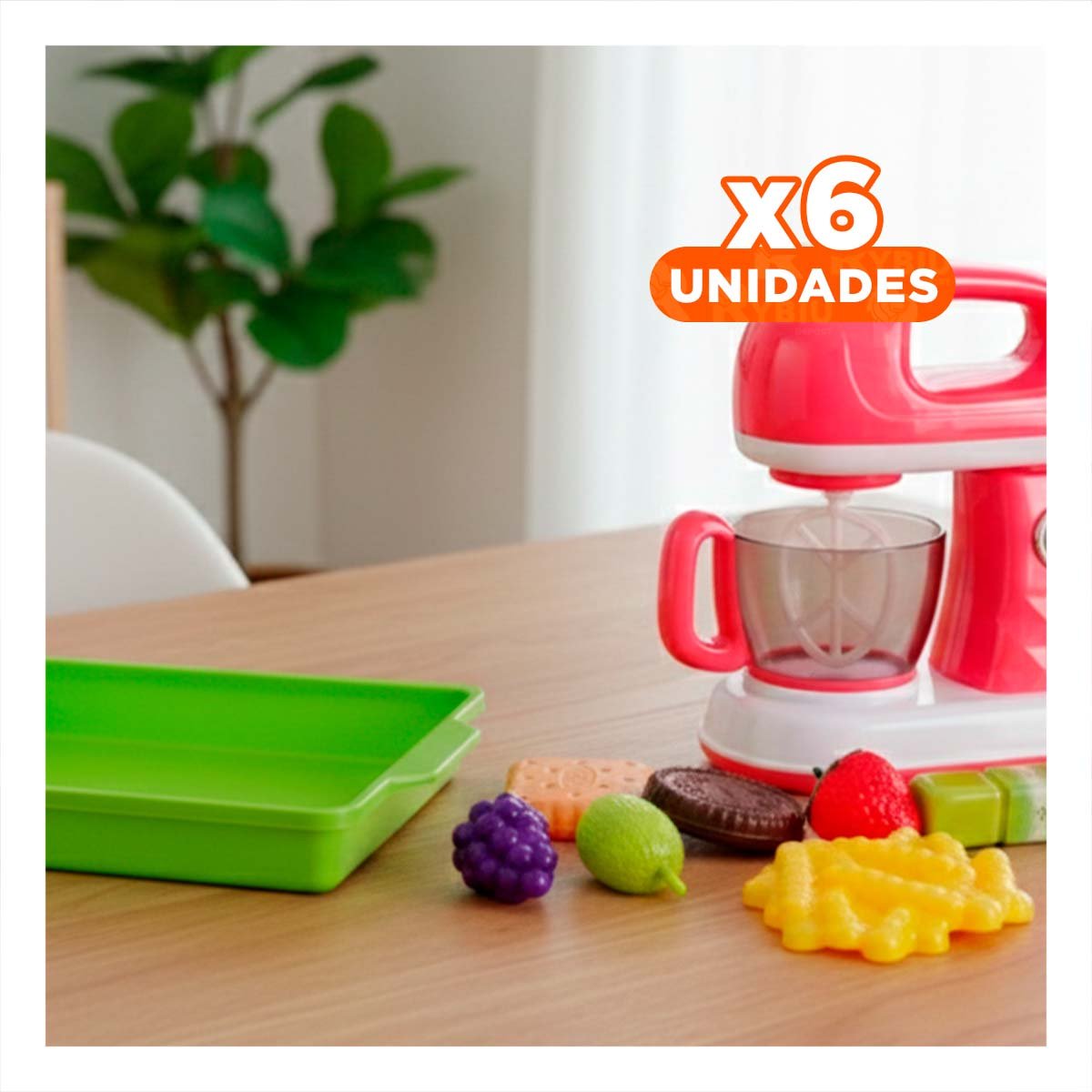 PACK6 COMBO CREATIVO DE COCINA CON BATIDORA Y TABLA CON ALIMENTOS YREGALO STICKER - 1