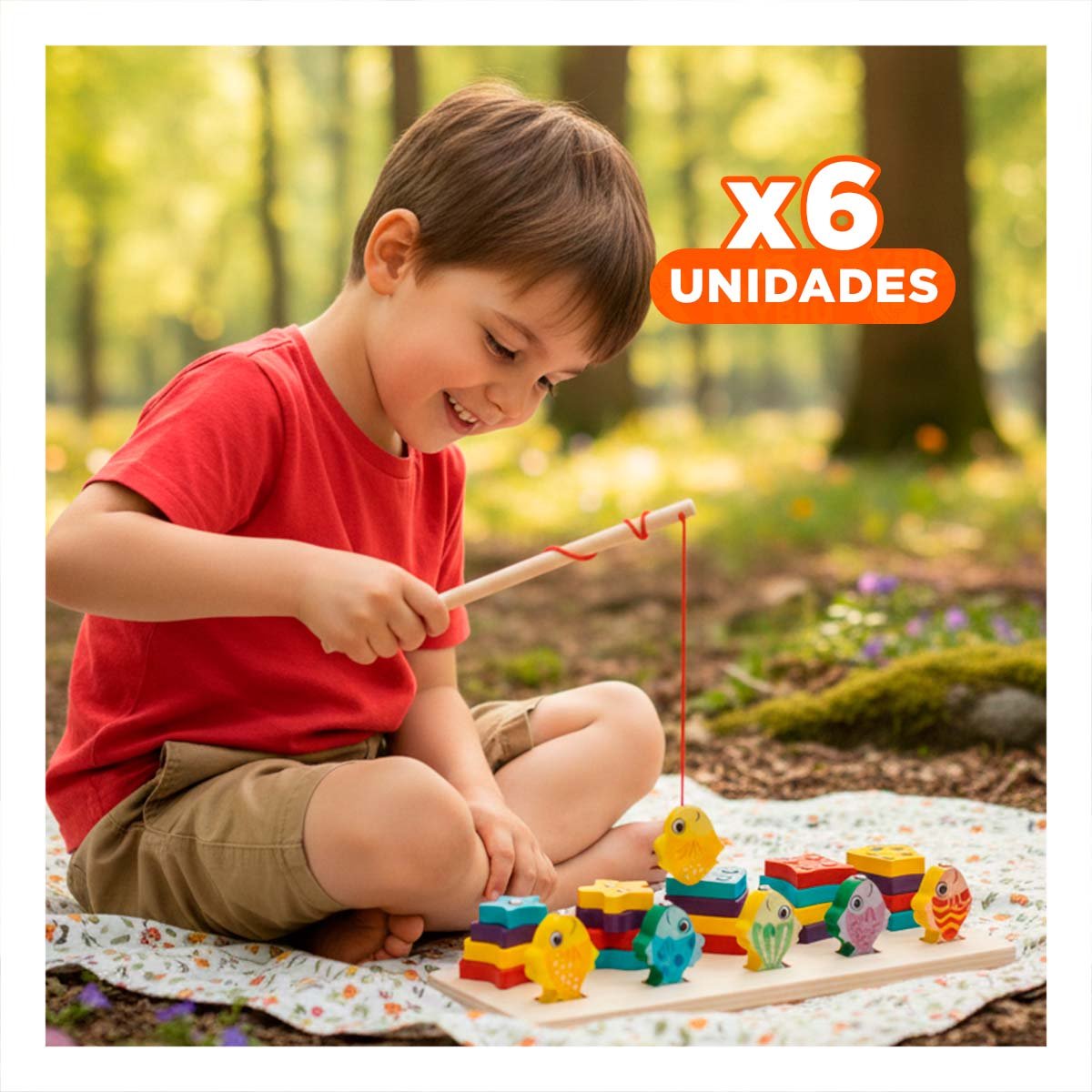 PACK6 ACTIVIDAD MANUAL CON FIGURAS GEOMETRICAS Y PECES IMANTADOS MULTICOLOR YREGALO STICKER - 1
