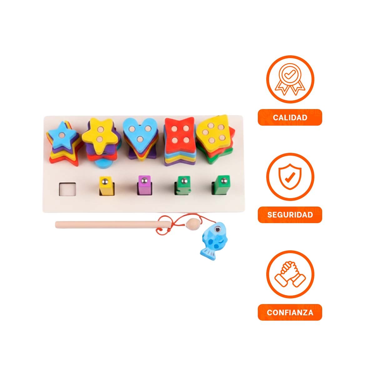 PACK6 ACTIVIDAD MANUAL CON FIGURAS GEOMETRICAS Y PECES IMANTADOS MULTICOLOR YREGALO STICKER - 2