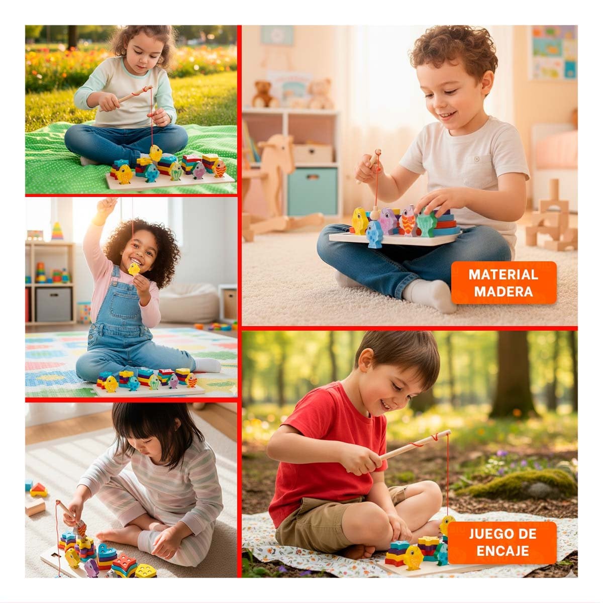 PACK12 DESARROLLO SENSORIAL CON FIGURAS GEOMETRICAS Y PECES IMANTADOS HOGAR YPAPEL REGALO - 2