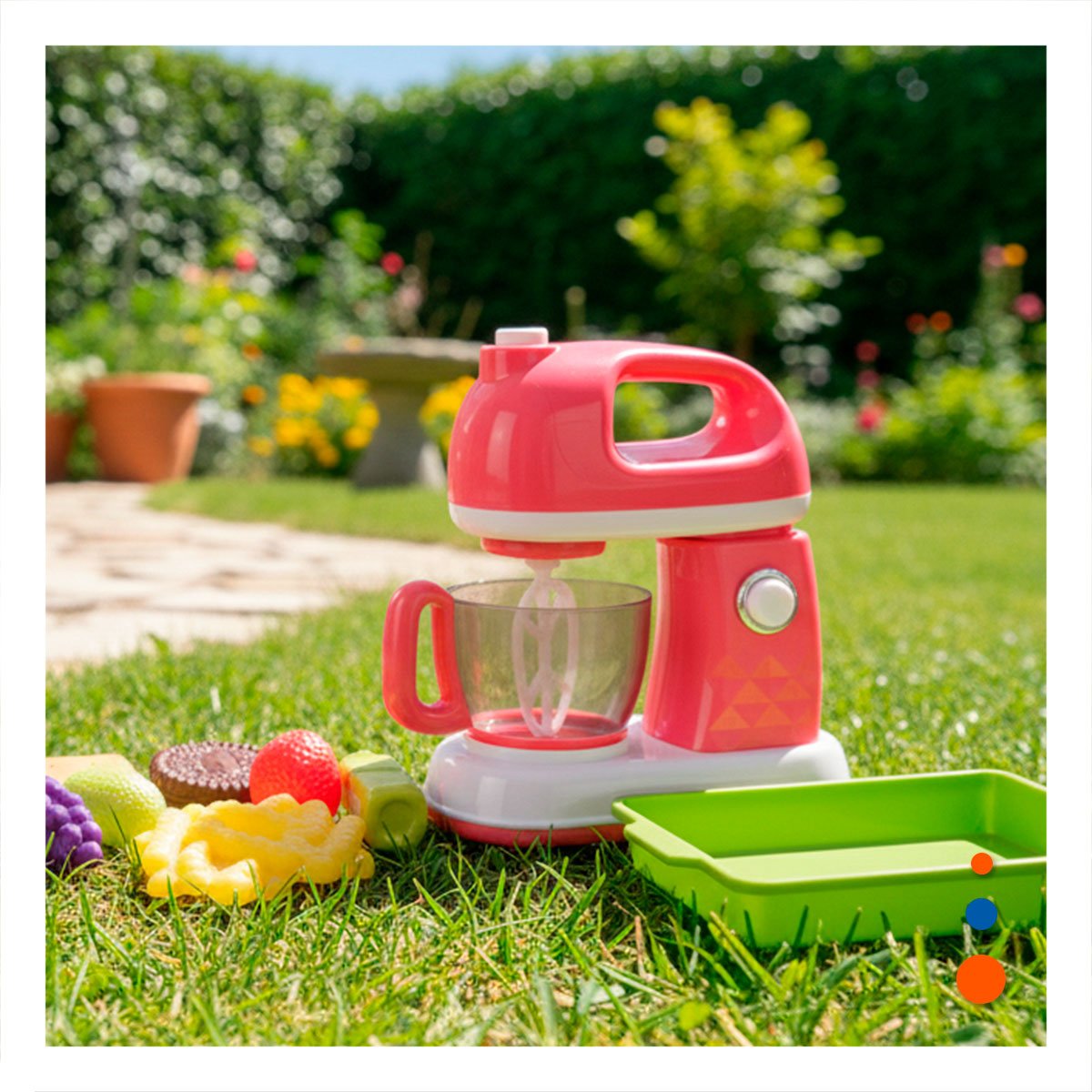 PACK4 ELEMENTO INFANTIL DE COCINA CON BATIDORA Y TABLA CON ALIMENTOS YPAPEL REGALO - 5