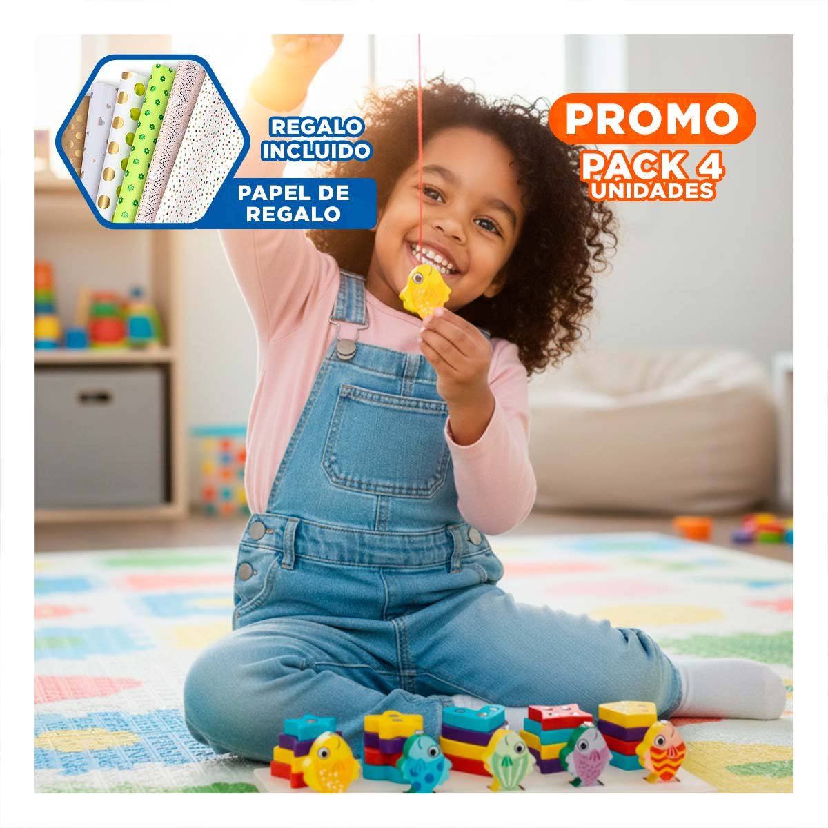 PACK4 DESAFIO CREATIVO CON FIGURAS GEOMETRICAS Y PECES IMANTADOS PARA CASA YPAPEL REGALO - 1