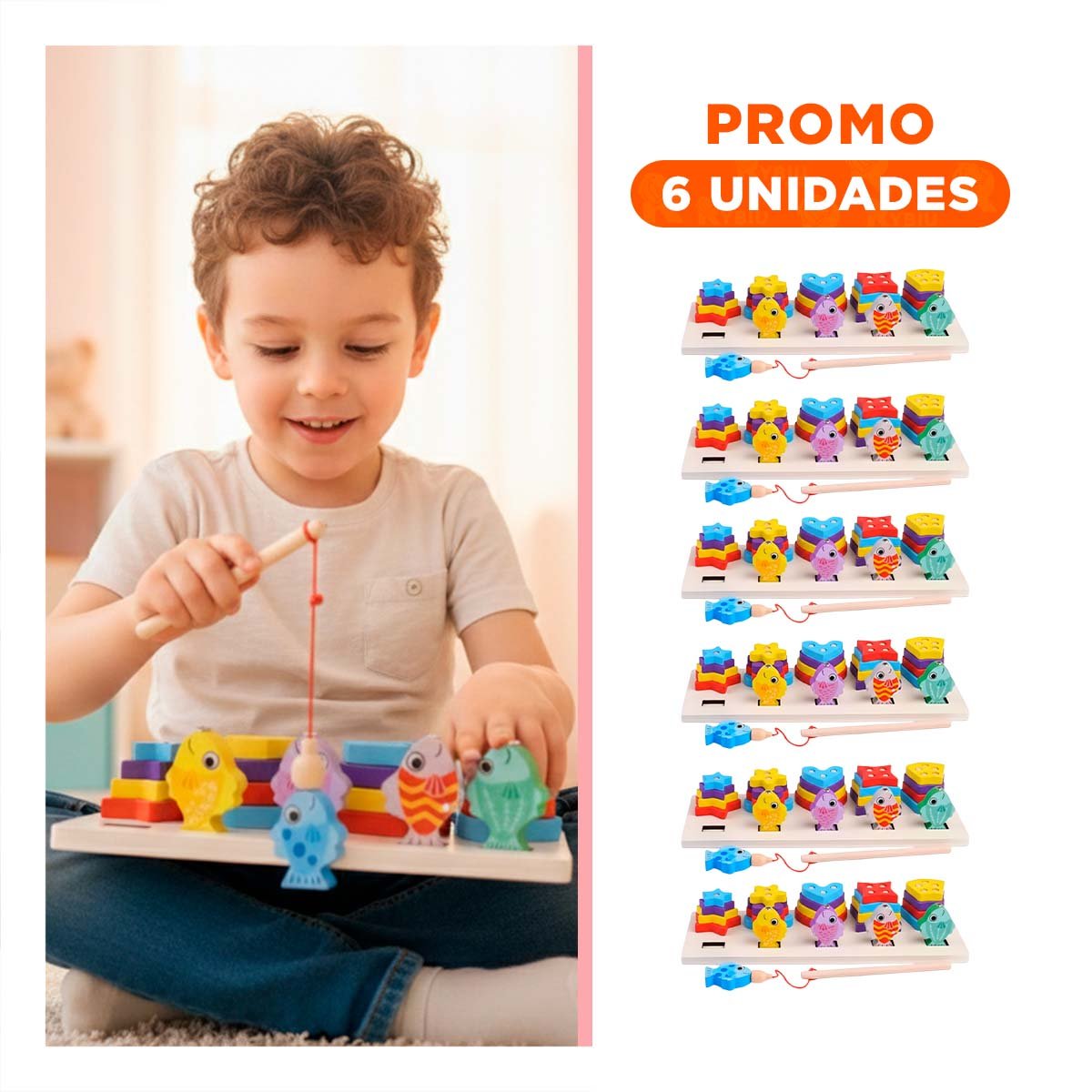 PACK6 ENTRETENIMIENTO DIDACTICO CON FIGURAS GEOMETRICAS Y PECES IMANTADOS HOGAR - 1
