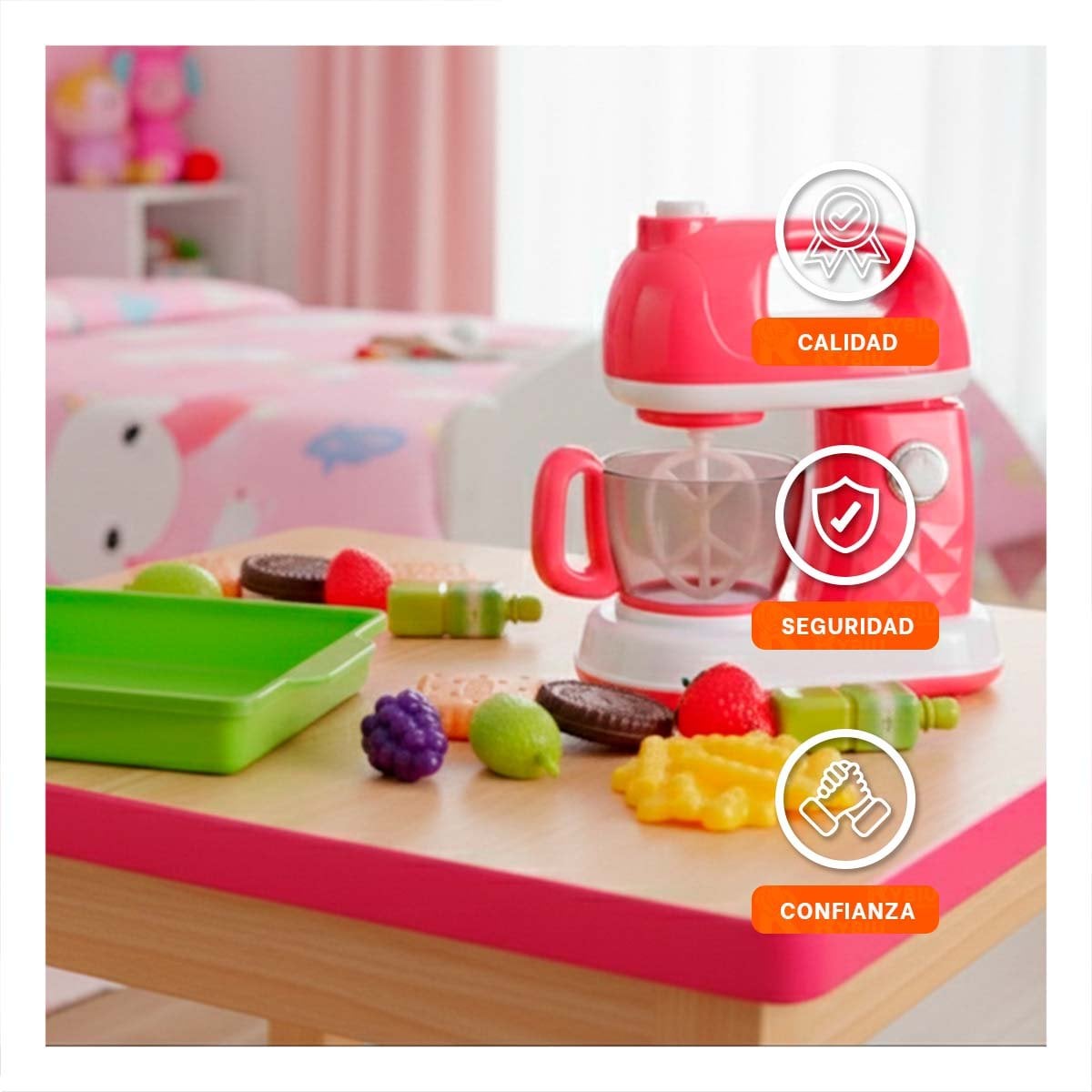 PACK2 PRODUCTO INFANTIL DE COCINA CON BATIDORA Y TABLA CON ALIMENTOS YREGALO STICKER - 5