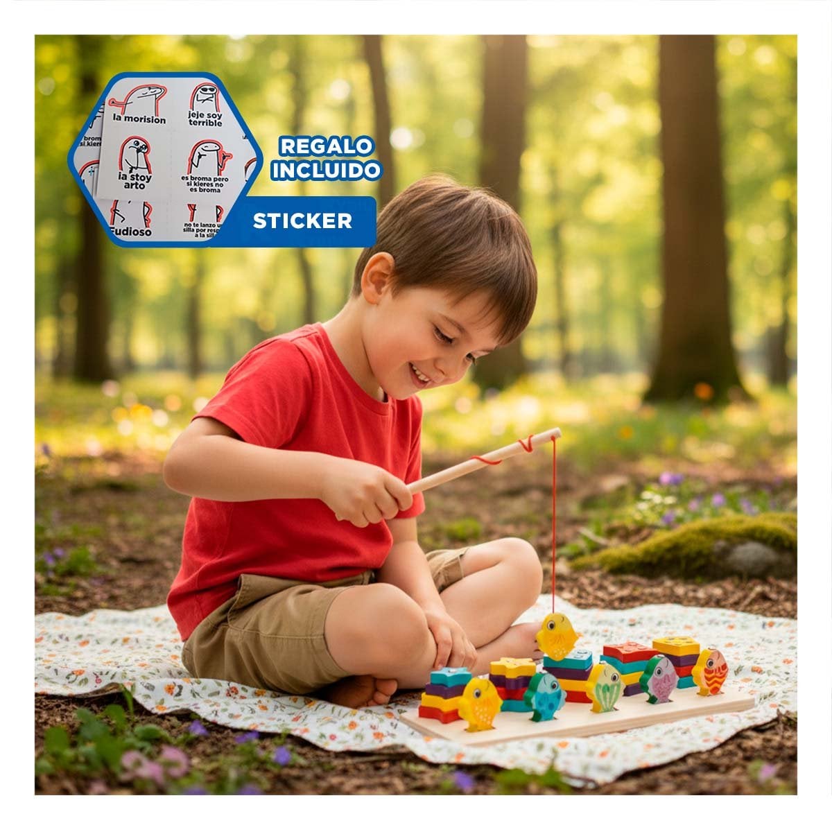 ESTIMULO EDUCATIVO CON FIGURAS GEOMETRICAS Y PECES IMANTADOS DIDACTICOS YREGALO STICKER - 1
