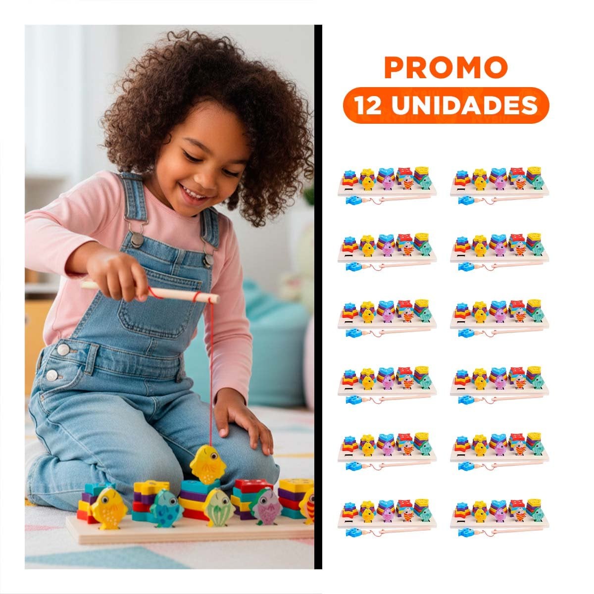 PACK12 JUEGO DIDACTICO CON FIGURAS GEOMETRICAS Y PECES IMANTADOS MULTICOLOR YREGALO STICKER - 1