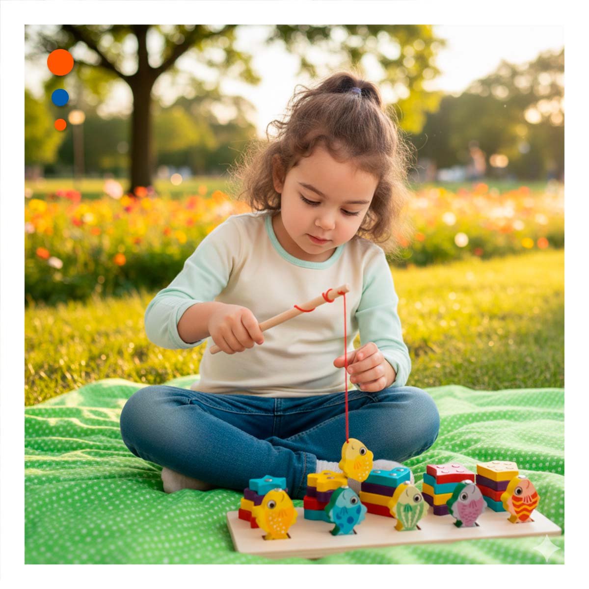 JUEGO SENSORIAL CON FIGURAS GEOMETRICAS Y PECES IMANTADOS PARA HOGAR - 1