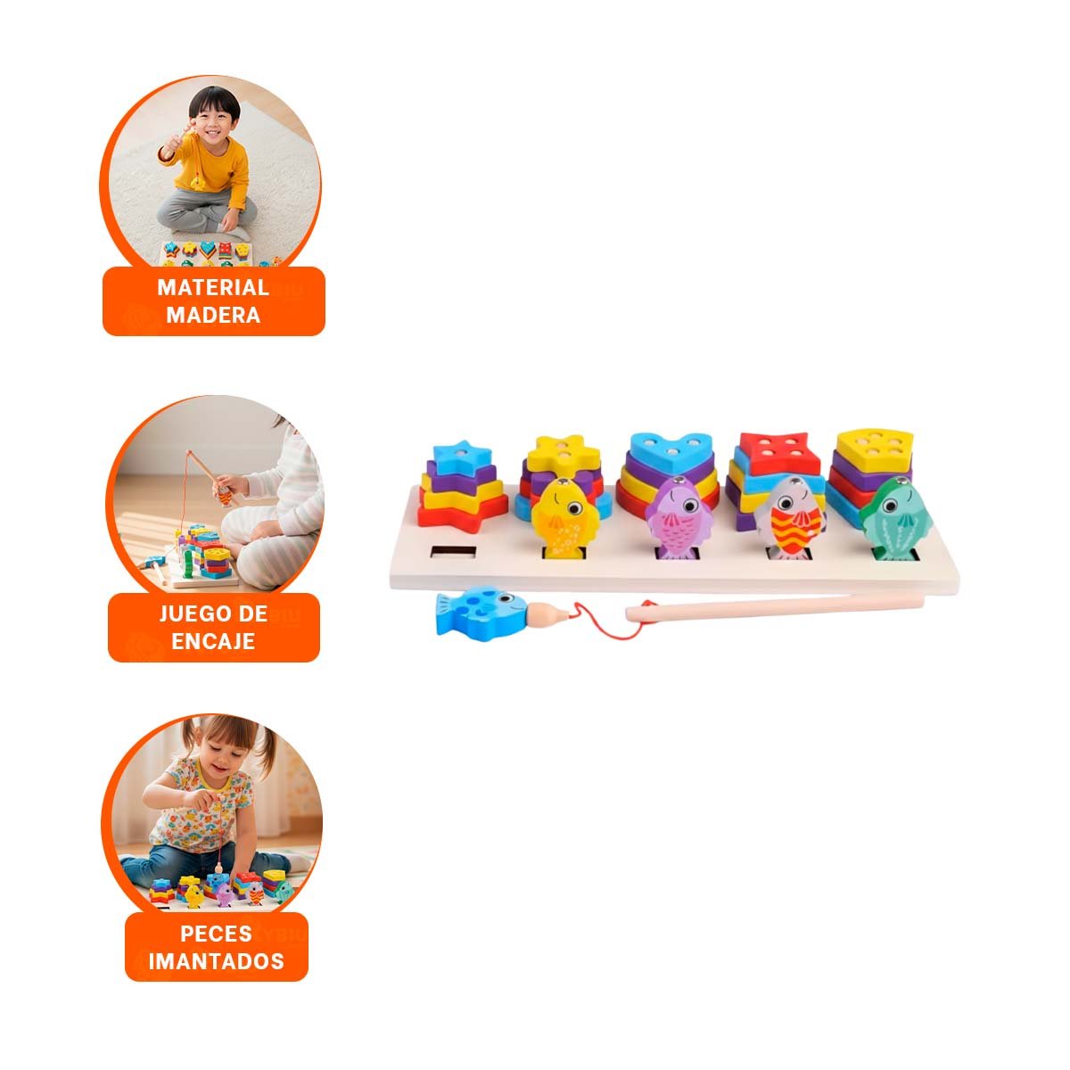 JUEGO SENSORIAL CON FIGURAS GEOMETRICAS Y PECES IMANTADOS PARA HOGAR - 3