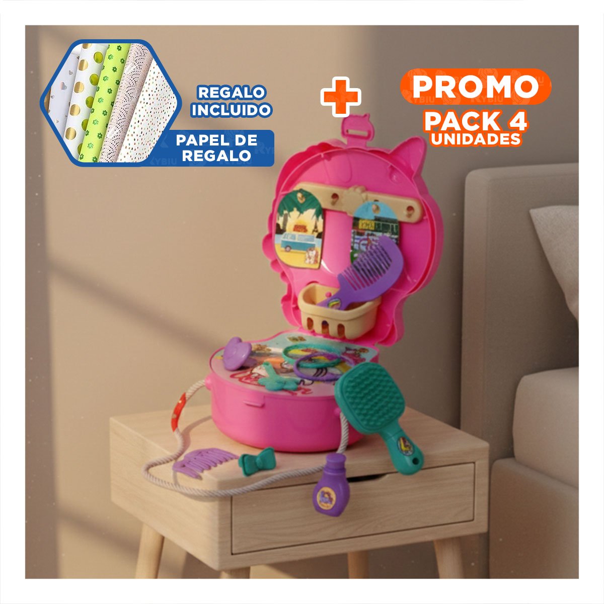 PACK4 PROPUESTA CREATIVA UNICORNIO CON MALETA DE VIAJE PARA JUEGO DE ROL YPAPEL REGALO - 1
