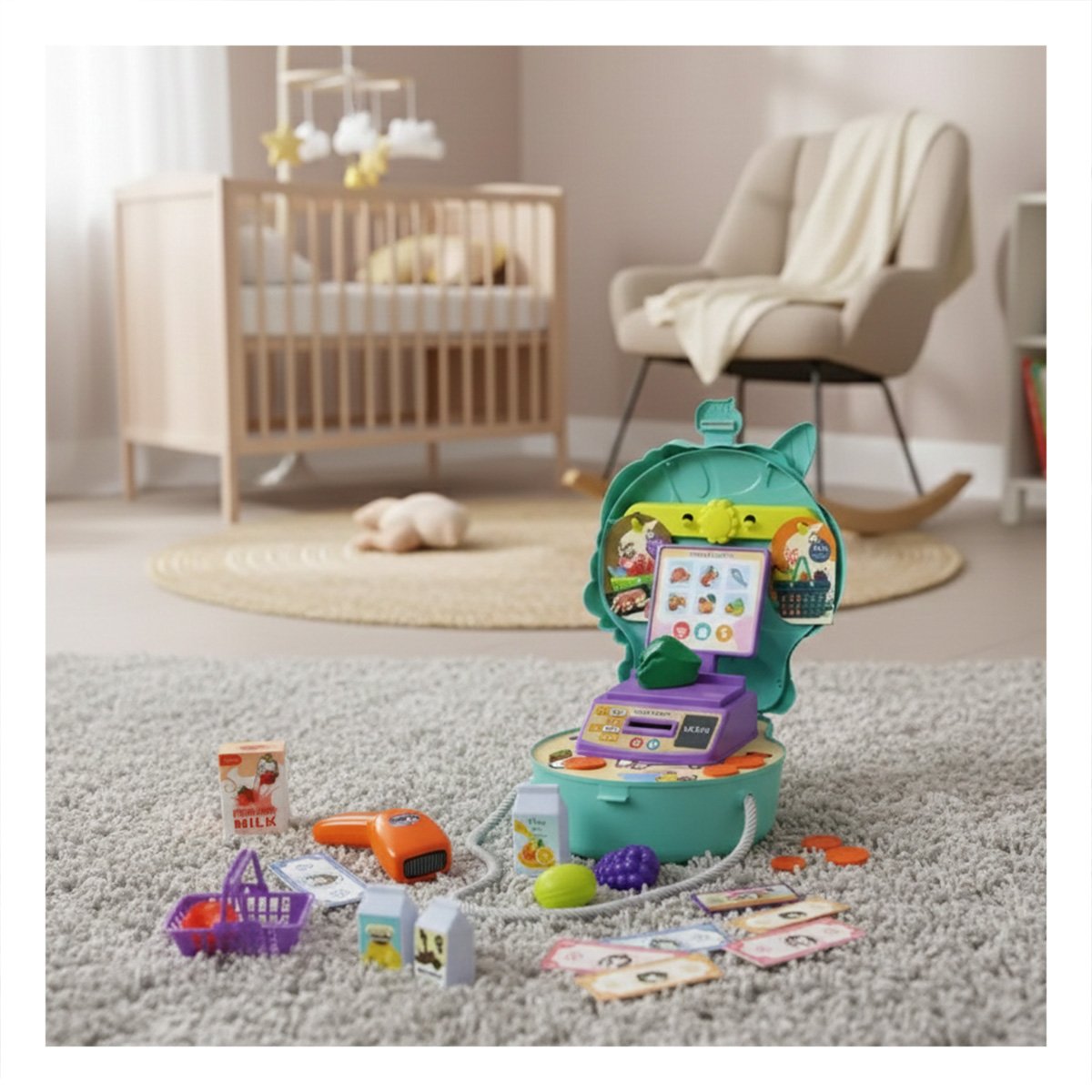 PACK12 JUEGO UNICORNIO CON ACCESORIOS DE SUPERMERCADO PARA RUTINAS RECREATIVAS YREGALO STICKER - 3